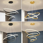 Luminous Circle Pendant Chandelier - Modern LED Lighting Fixture, 4 Colors