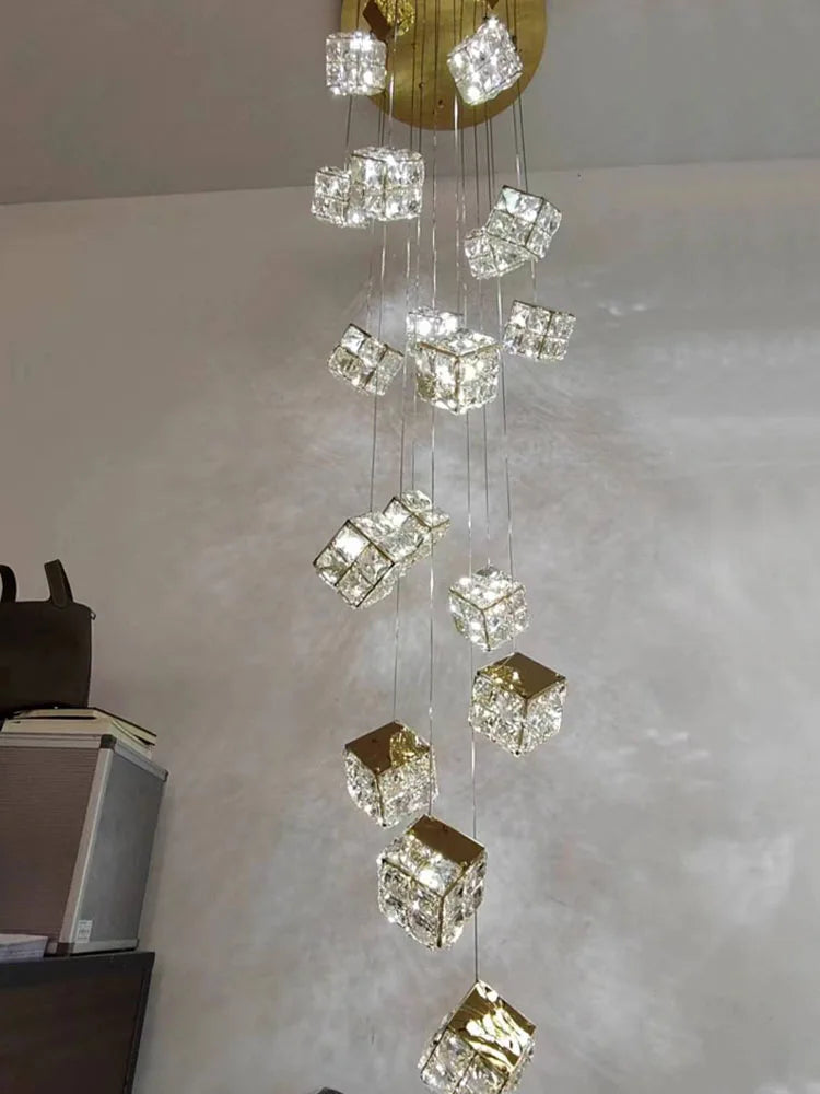 Crystal Modern Chandelier for Living Room Luxury Loft LED Lighting Staircase Chandelier