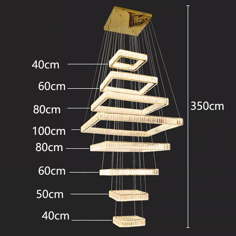 Crystal Chandelier Stair Pendant Lamp Living Room Pendant Lights Interior Lighting