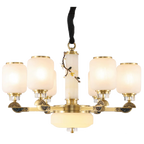Copper Jade Chandelier: Elegant Wind Light for Living Room, Restaurant, or Tea Room