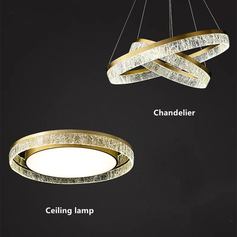 Luxury Nordic Chandelier Ring Ceiling Lamp for Modern Villa Living Room