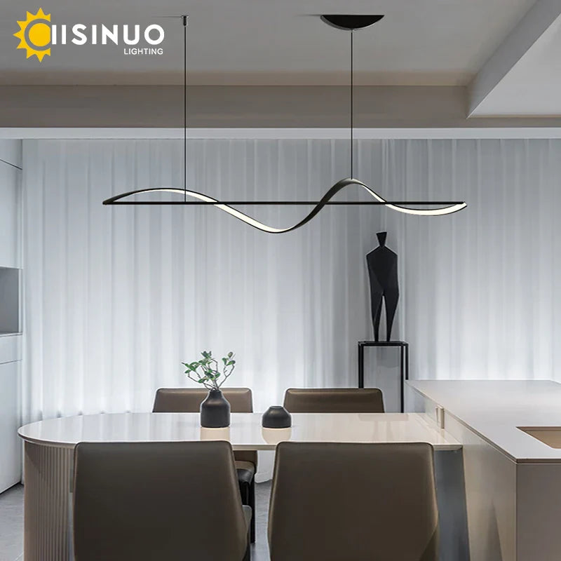 Dimmable LED Linear Chandelier Pendant for Kitchen Bedroom Dining Room