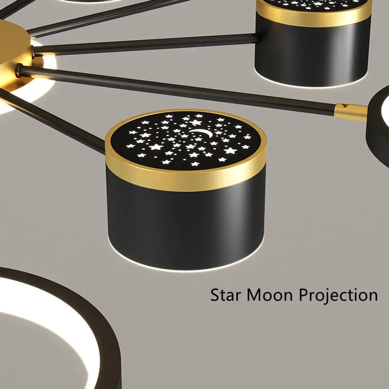 Starry Sky 6-Light Dimmable Ceiling Chandelier - White Modern Home Lighting