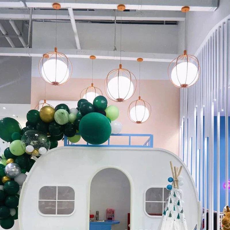 Birdcage Glass Ball Pendant Light for Dining Room and Bar in Nordic Design