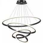 Modern Black LED Rings Circle Ceiling Pendant Chandelier for Living Room