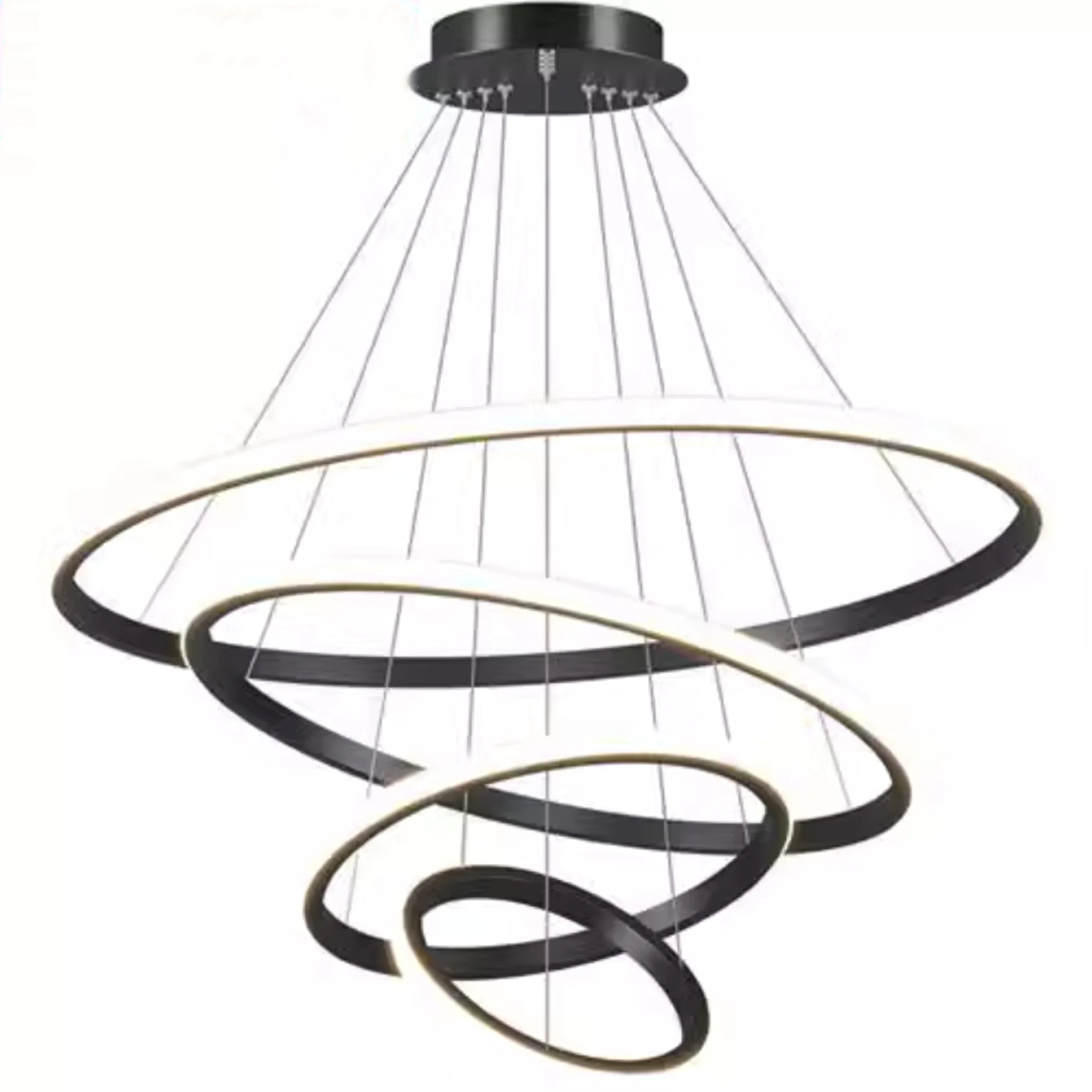 Modern Black LED Rings Circle Ceiling Pendant Chandelier for Living Room