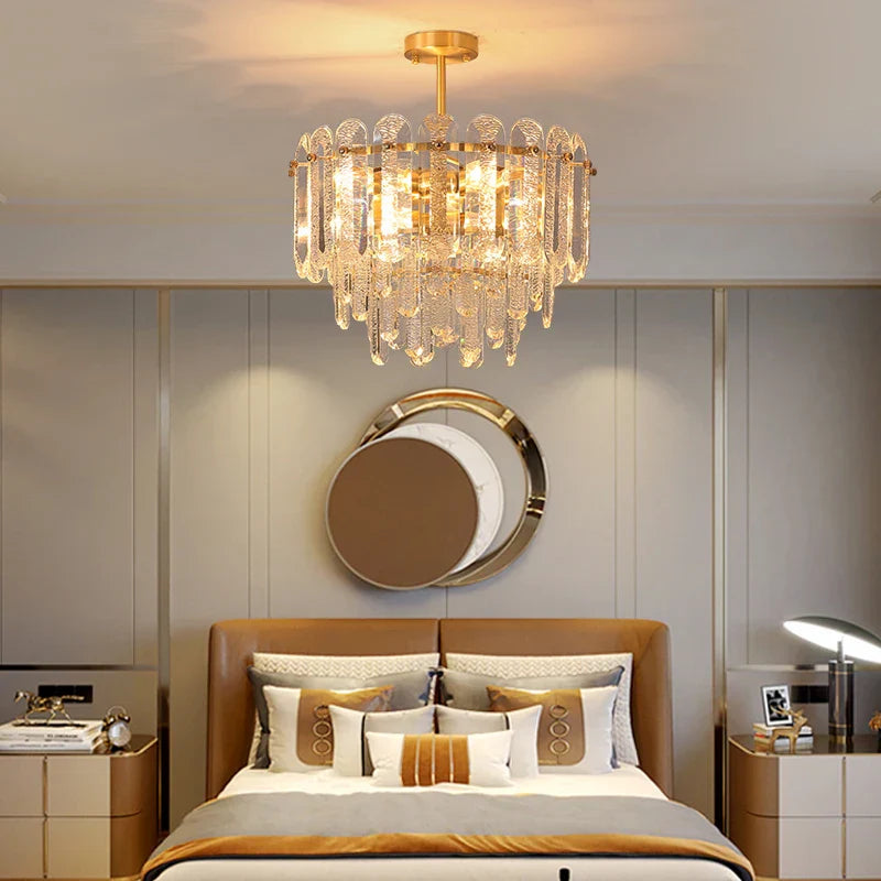 Luxury Copper Crystal Chandelier Light for Living Room and Bedroom