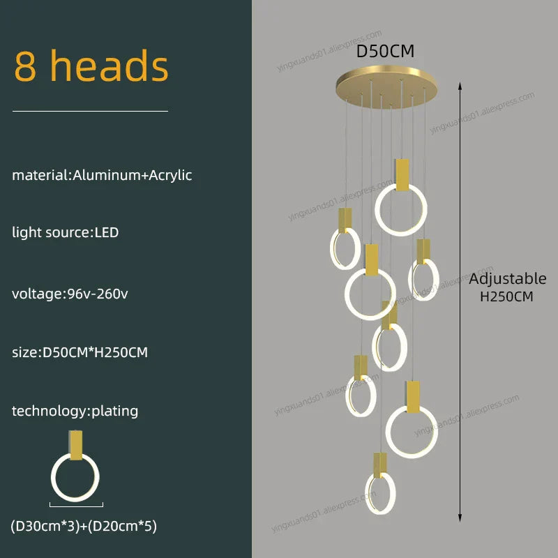 Modern Luxury Gold\Black Acrylic Loft Chandelier