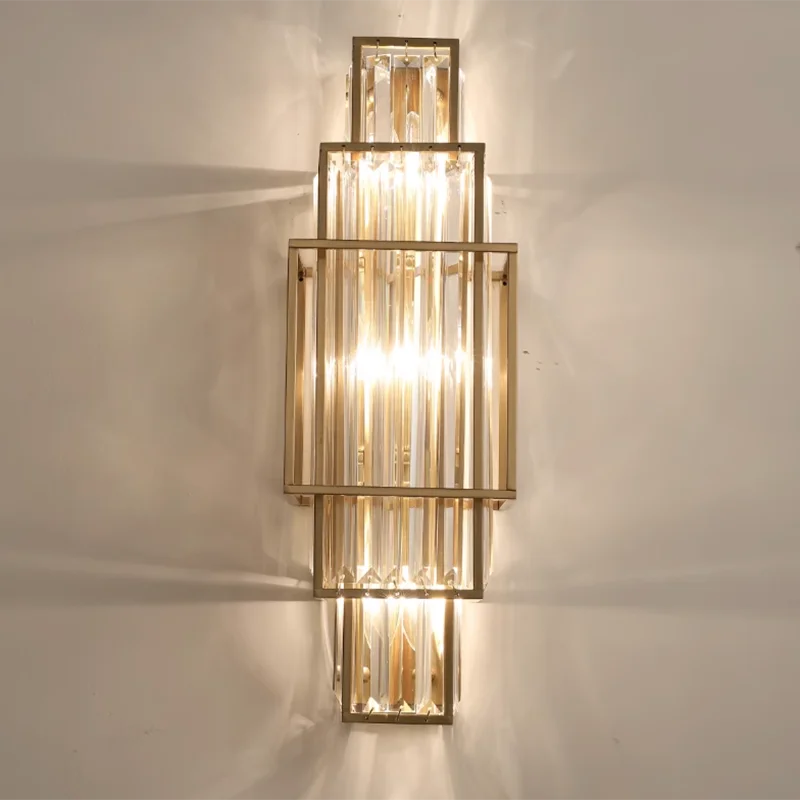 Modern Glass Crystal Wall Lamp Geometric Indoor LED Lighting