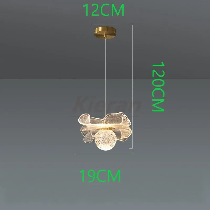 Butterfly LED Chandelier Copper Pendant Light for Bedroom Living Room Decoration