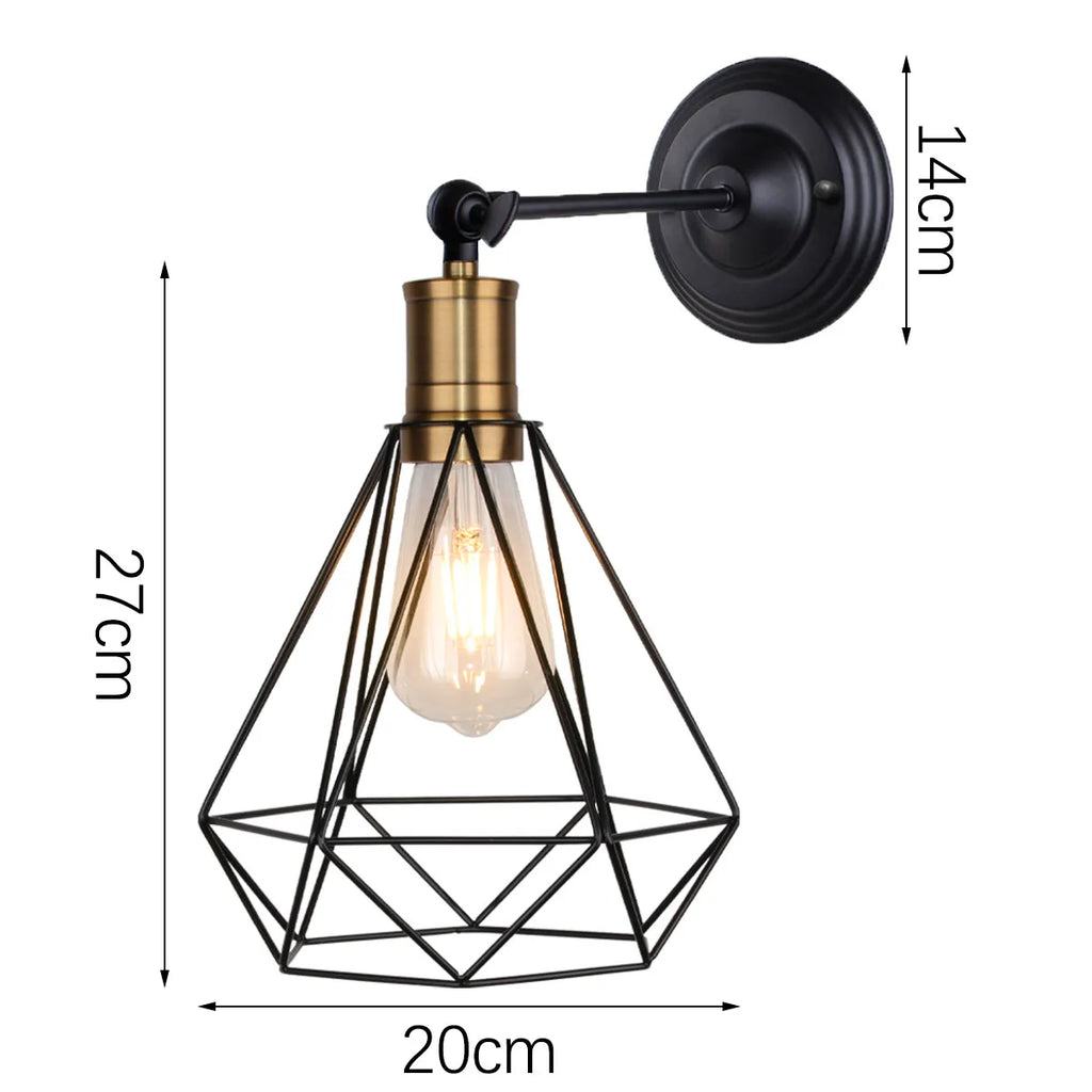 Vintage Iron Wall Sconce Cage Guard Modern Loft Indoor Lighting