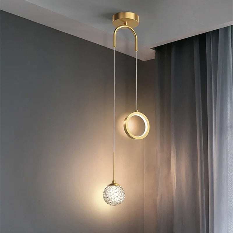 Gold Ring LED Pendant Light for Ceiling Suspension in Luxury Design