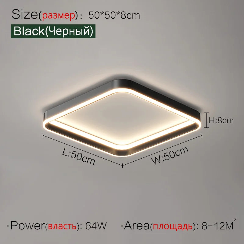 Square Ceiling Lamp | Modern Nordic LED Bedroom Master Light