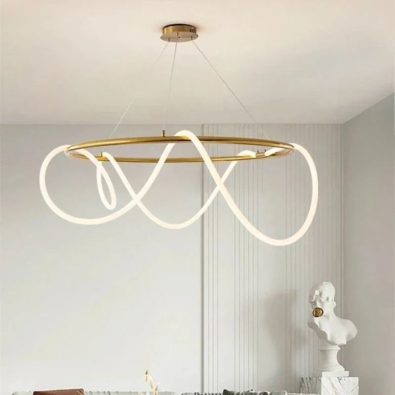 Nordic Modern Round Ceiling Chandelier LED Lustre Lighting