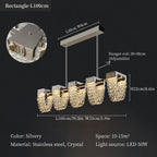 Crystal Pendant Light for Ceiling and Dining Room Decor - Luxe Stainless Steel Chandelier