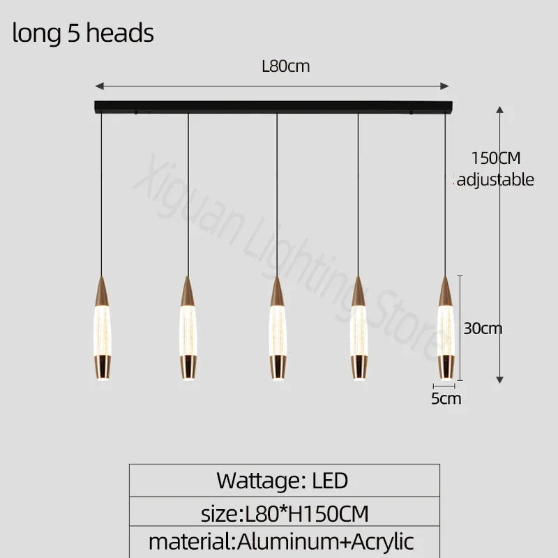 Modern LED Staircase Chandelier in Black Gold Finish