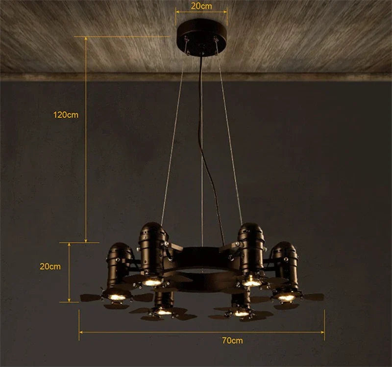 Vintage Iron Industrial Chandelier for Restaurant Bar Coffee Shop