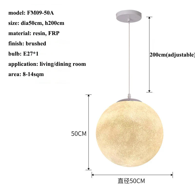 Cream Moon LED Pendant Chandelier: Modern Living Room Kitchen Bedroom Lighting