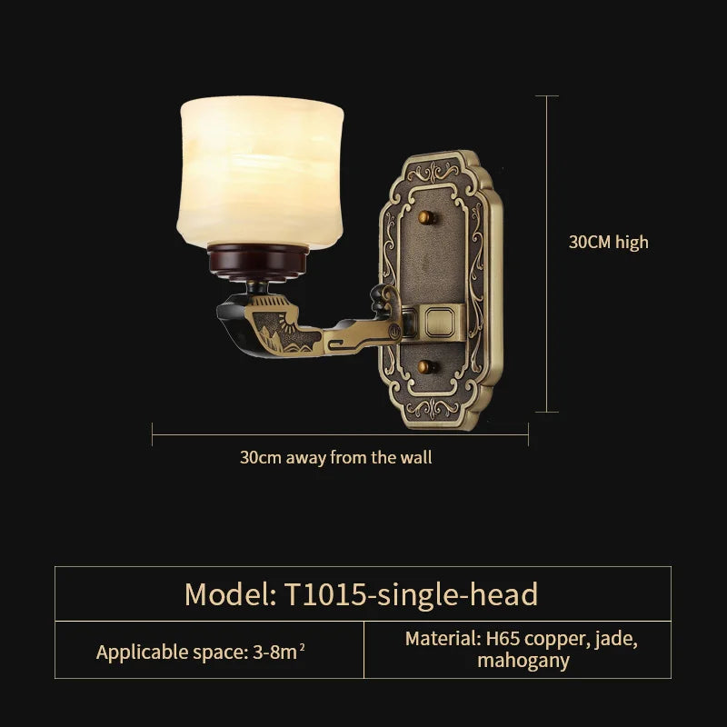 All Copper Marble Jade Chandelier: Luxury Living Room Hall Bedroom Lighting