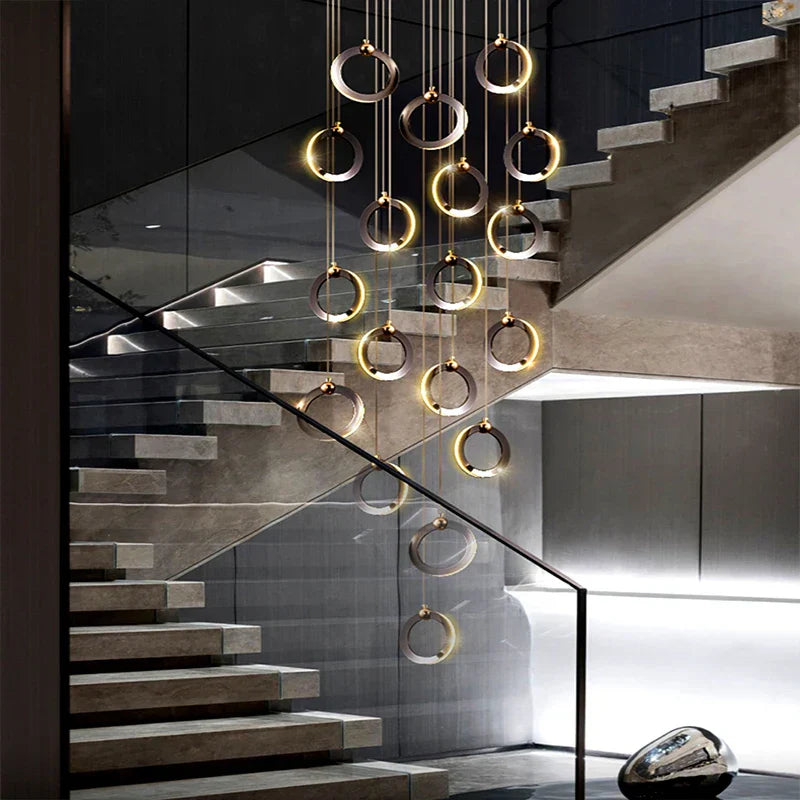 Crystal Chandelier Stair Pendant, Modern Living Room Lighting, Interior Home Decoration