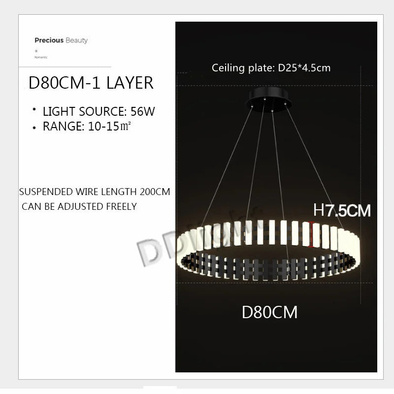 Modern Circle Chandelier: Bright 360° Lighting for Living Room, Kitchen & Bedroom