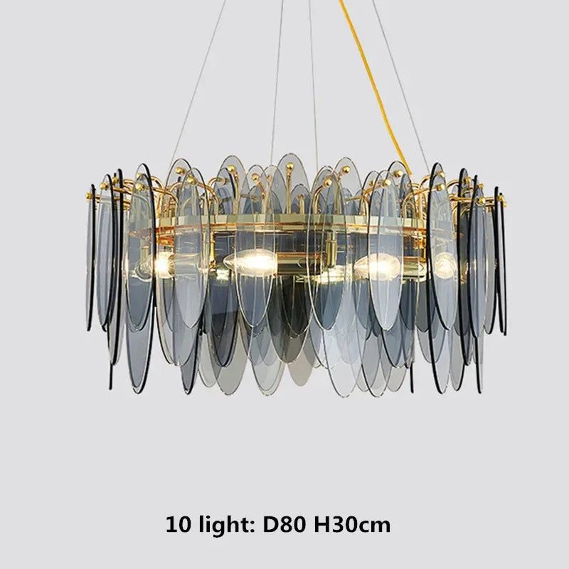 Gold Metal Chain LED Pendant Lights for Modern Luxury Living Room