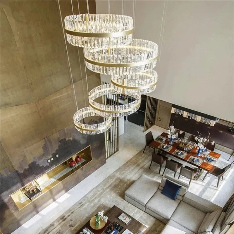 Crystal LED Circle Pendant Chandelier for Living Room Kitchen Decor