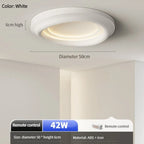 White Round LED Ceiling Light with Remote Control for Bedroom & Living Room