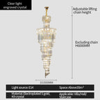 Crystal Chandelier: Modern Duplex Villa Hall Light Luxury Rotating Hollow Strip Crystal