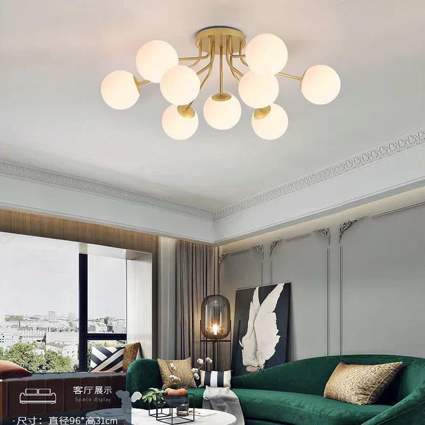 Glass Ball Ceiling Chandelier Pendant Lamp for Modern Living Bedroom