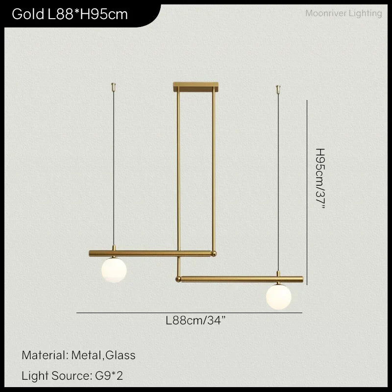 Minimalist Linear Pendant Light for Modern Living Room, LED Restaurant Chandelier