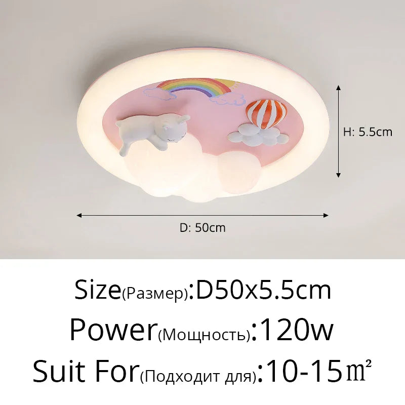 Kids Ceiling Light: Minimalist Pink Blue Lamp for Bedroom or Living Room