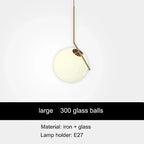 Modern Iron Glass Pendant Lights Nordic Round Ball Brass Rod Hanging Lamp