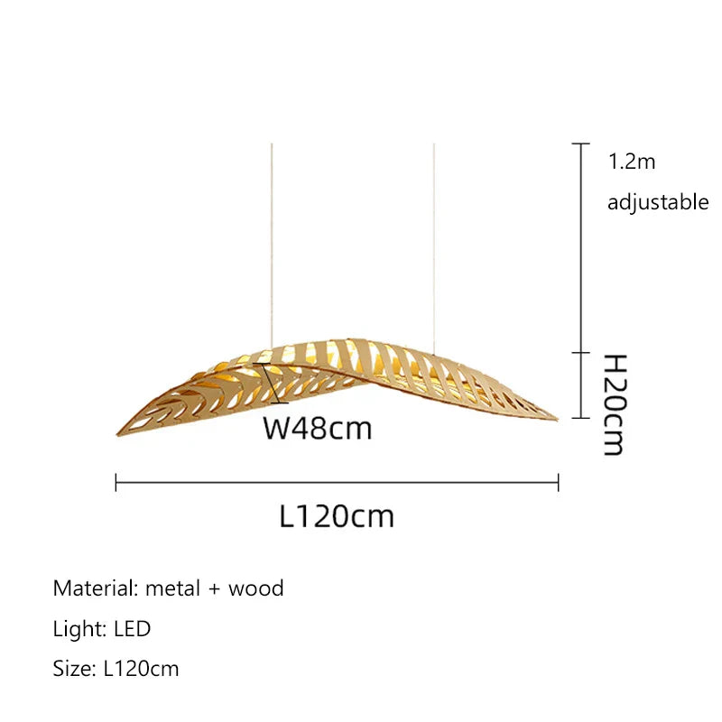 Fish Bone Wood Chandelier: Nordic Wabi Sabi Pendant for Dining Room & Restaurant