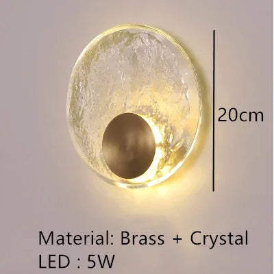 Circle Glass Wall Light: Nordic Crystal Bedside Lamp for Designer House Decor