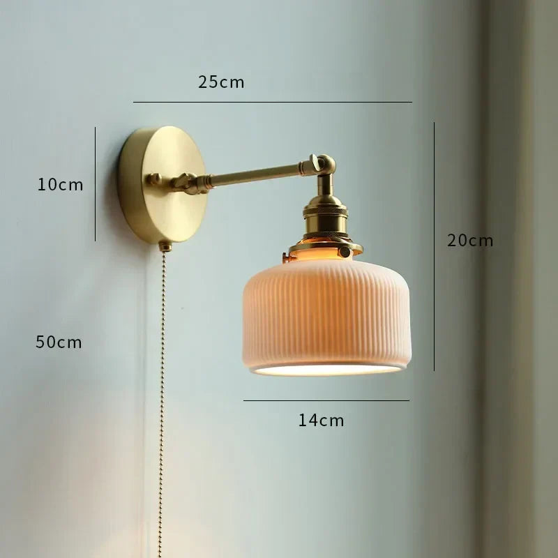 Copper LED Wall Sconce Mirror Stair Light with Pull Switch