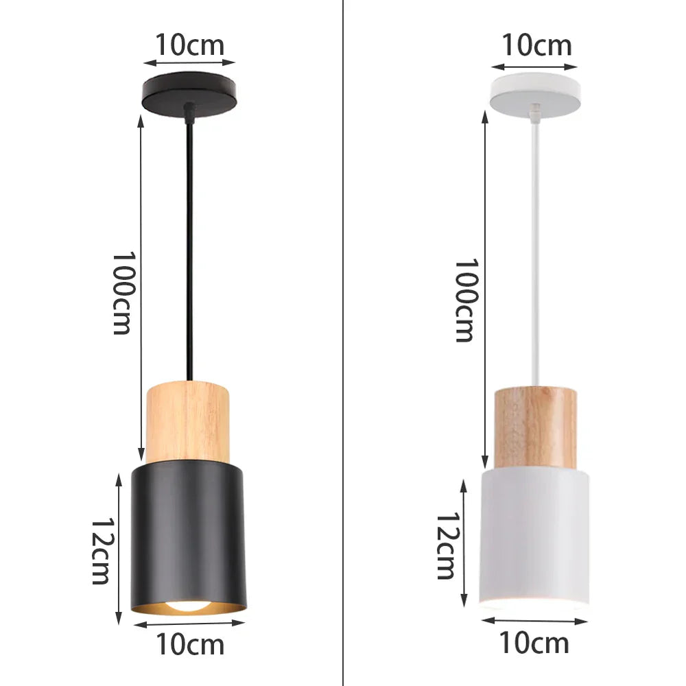 Nordic Modern Wood Pendant Light by - LED E27 Vintage Industrial Fixture for Home
