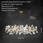 Ginkgo Leaf Crystal Chandelier - Elegant LED Pendant Lamp for Dining & Living Room