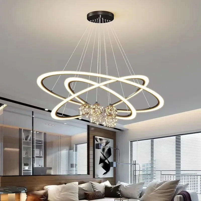 LED Circle Ring Ceiling Chandelier Pendant Lamp for Living Room, Bedroom, Kitchen