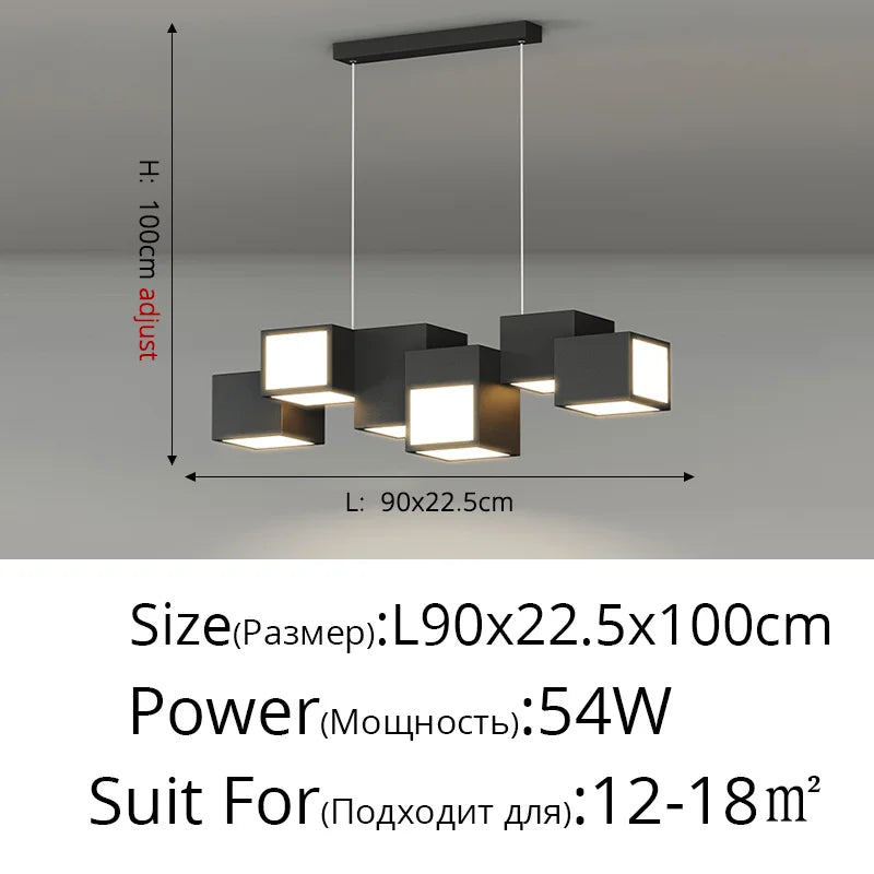 Square LED Chandeliers: Modern Home Indoor Lighting Fixtures for Living, Bedroom, Dining Room