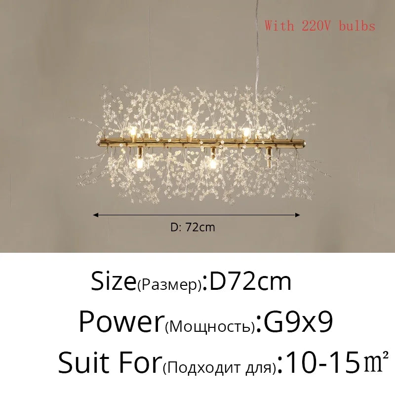 Modern Crystal LED Dandelion Chandelier for Home Living Room Dining Hall Decor