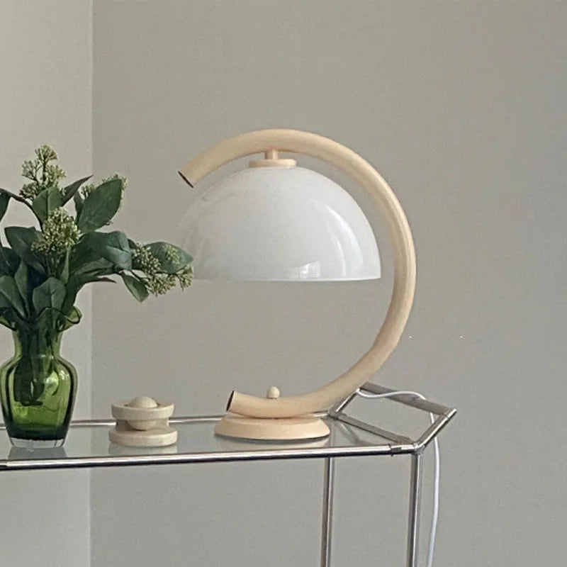 Bauhous Mushroom Table Lamp for Living Room Bedroom, E27 Glass Light Retro