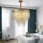 Retro E14 LED Pendant Lights in Black/Gold Finish - Elegant Crystal Suspension Lamp