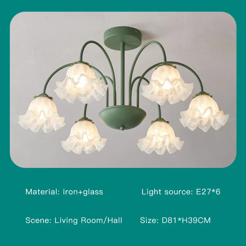 Modern Green White Branch Ceiling Chandelier for Living Room Bedroom Dining Loft