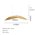 Fish Bone Wood Chandelier: Nordic Wabi Sabi Pendant for Dining Room & Restaurant