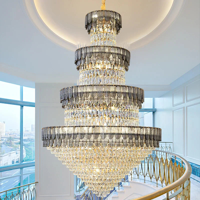 European-Style Duplex Villa Loft Crystal Chandelier - High-End Luxury Lighting Solution