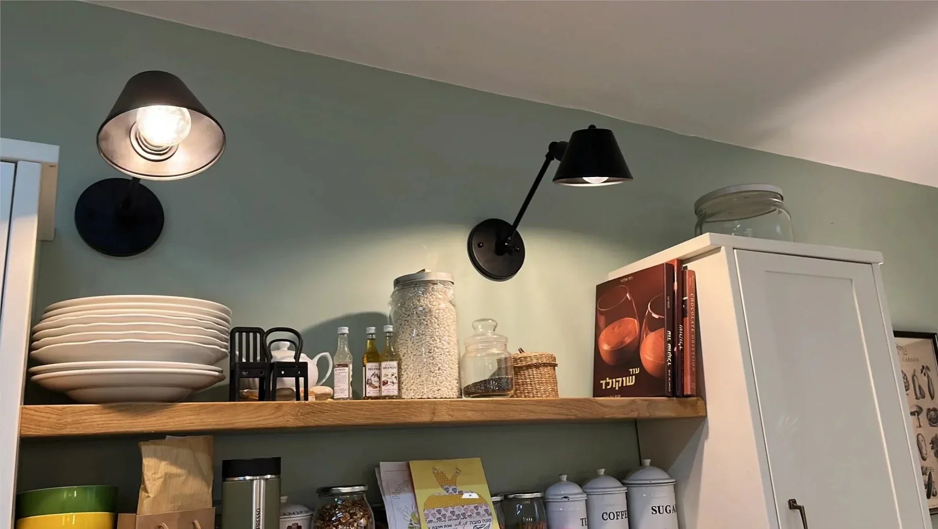 Vintage Iron Wall Sconce Lighting, E27 LED, Black Rustic Arm Wall Lights