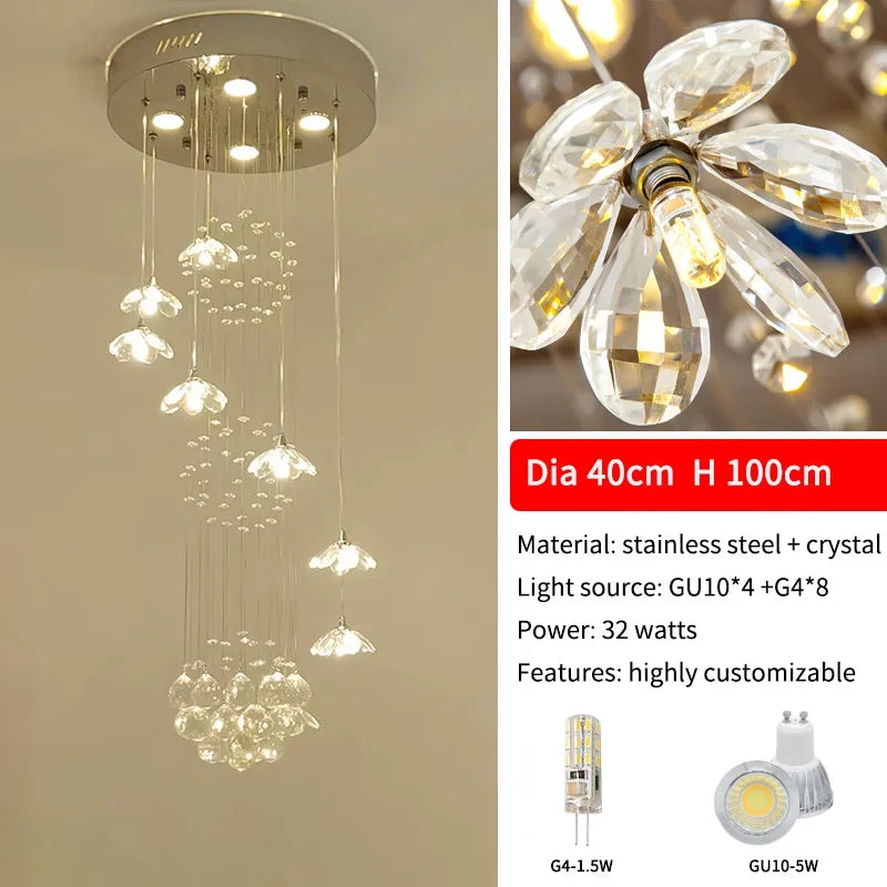 Spiral Long Chandelier: Modern Nordic Loft Staircase Pendant Lamp