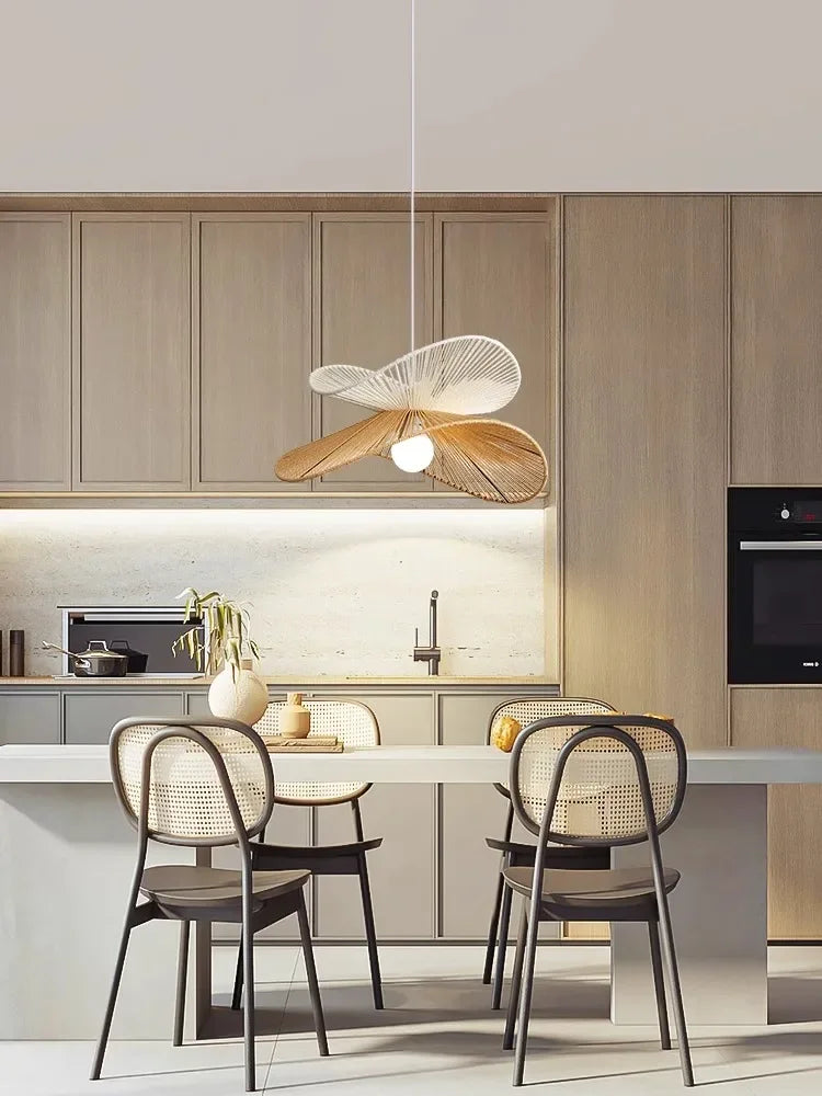 Rattan Wabi Sabi Pendant Lights for Home Decor and Bedroom Chandelier