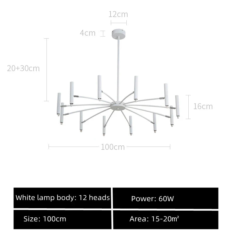 Black Sputnik Chandelier: Nordic Design, Adjustable Lighting for Home Décor